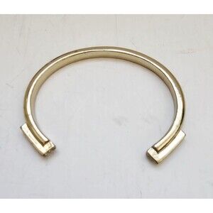 Retro Gold-tone Metal Cuff Bracelet, Round Shape, Hammered Brutalist Style